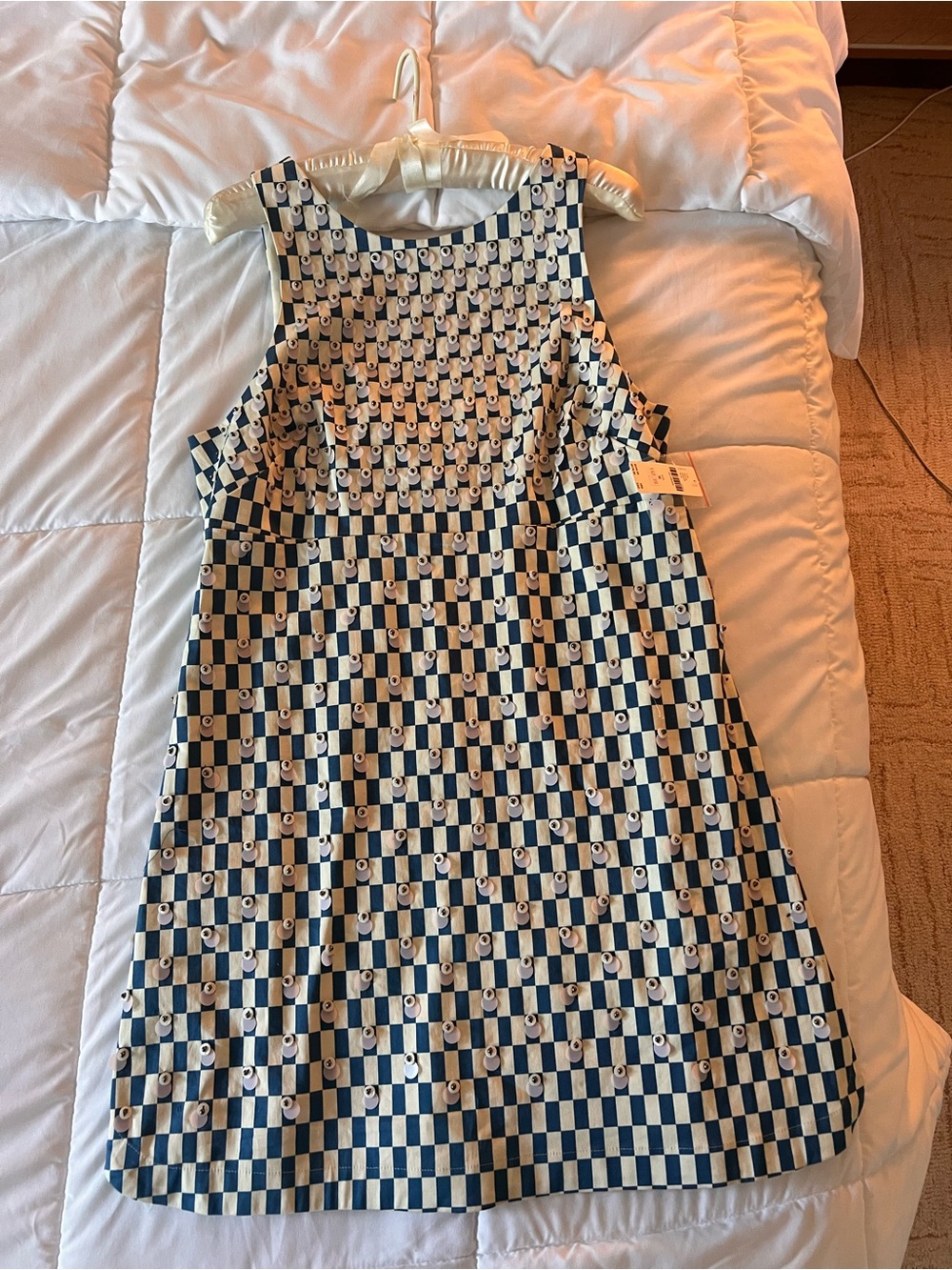 Anthropologie Maeve Sequin Navy and Cream Sleeveless Dress MSRP $245